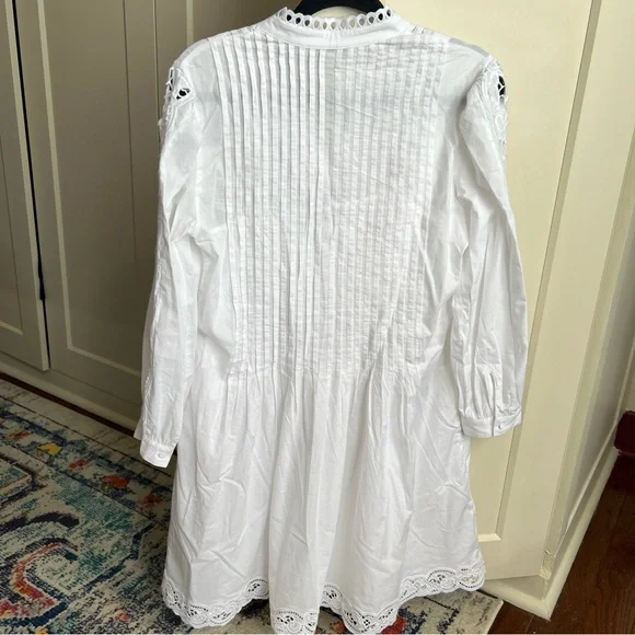 Madewell Pintucked Eyelet Mini Dress in White Cotton size large - Picture 5 of 11